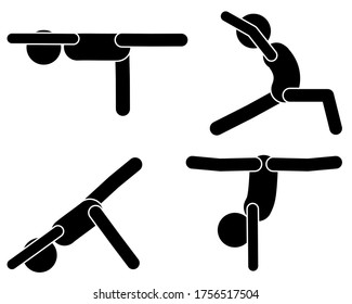 Various Yoga poses shown on white background