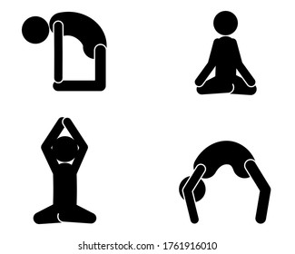 Various Yoga poses shown on white background