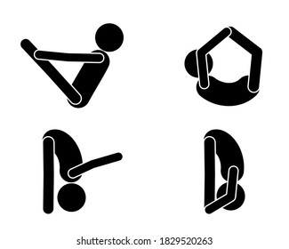 Varias poses de yoga mostradas en fondo blanco