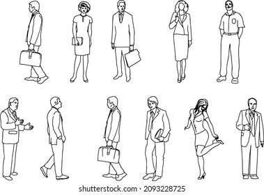 Various young men in jackets and women in dresses.