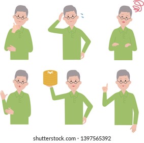 varisous old man ,upper body,vector set