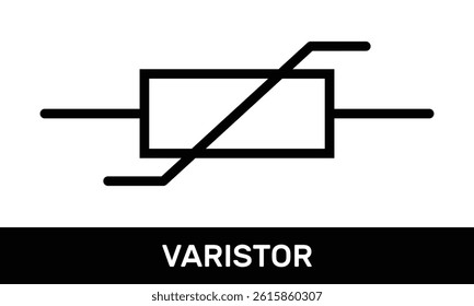 Varistor Icon. Rectangular Varistor Resistor Symbol. IEC Standard Varistor Schematic Diagram