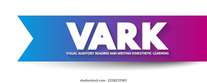 VARK Learning Styles model - was designed to help students and others learn more about their individual learning preferences, acronym concept for presentations and reports