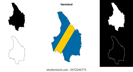 Varmland county blank outline map set