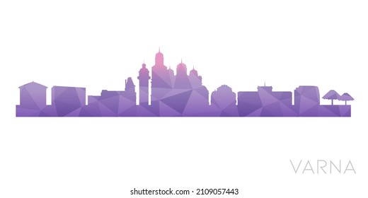 Varna, Bulgaria Low Poly Skyline Clip Art City Design. Geometric Polygon Graphic Horizon Icon. Vector Illustration Symbol.