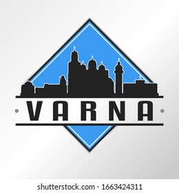 Varna, Bulgaria Skyline Logo. Adventure Landscape Design Vector Illustration.