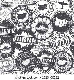 Varna Bulgaria Stamps Background. City Stamp Vector Art. Postal Passport Travel. Design Set Pattern.
