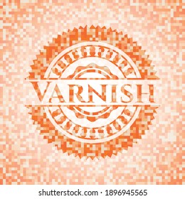 Varnish abstract orange mosaic emblem 
