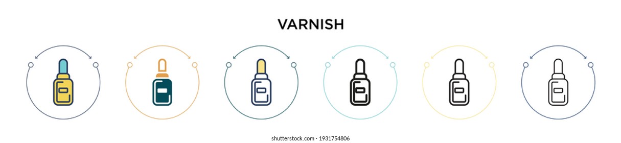 Varnish icon in filled, thin line, outline and stroke style. Vector illustration of two colored and black varnish vector icons designs can be used for mobile, ui, web
