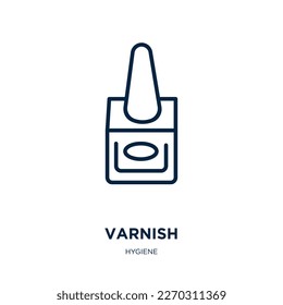 varnish icon from hygiene collection. Thin linear varnish, beauty, manicure outline icon isolated on white background. Line vector varnish sign, symbol for web and mobile