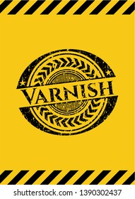 Varnish inside warning sign, black grunge emblem. Vector Illustration. Detailed.