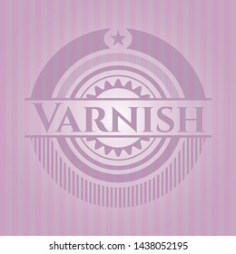 Varnish realistic pink emblem. Vector Illustration. Detailed.