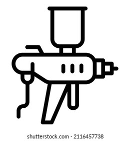 Vector de contorno del icono del pulverizador de barniz. Cuerpo del coche aéreo. Pintura de pulverización
