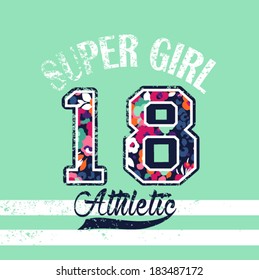 Varsity American football - Vintage vector print for girl sportswear