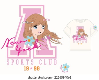 Varsity Anime Manga Girl Vector