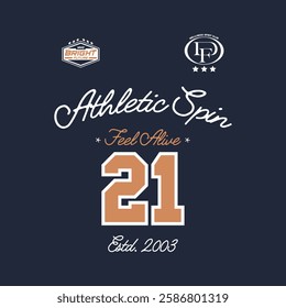 varsity athletic design with slogan and numbers