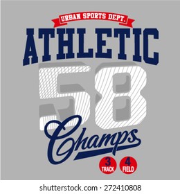 Varsity athletic.T-shirt design. Artwork design.