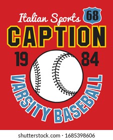 varsity baseball sports. boys tees vector graphic design