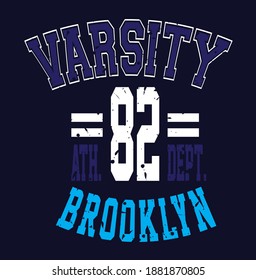 Varsity Brooklyn ath. dept. slogan vector illustration for t-shirt and other uses