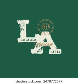  varsity california state, los ángeles west coast slogan print con efecto grunge para camiseta gráfica o sudadera con capucha.