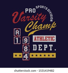 Varsity Champ Pro Sports Division Athletic Stock Vector (Royalty Free ...