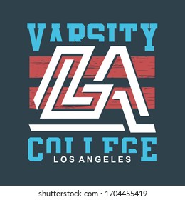 varsity college los angeles, typography graphic design, for t-shirt prints, illustration