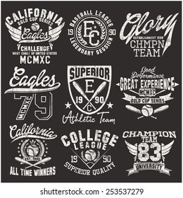 Varsity College vector label and print set.