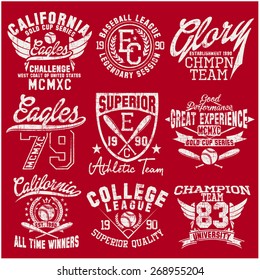 Varsity College vector label and print set.