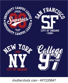 Varsity College vector label and print set.