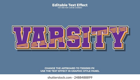 Varsity editable text effect in modern trend style