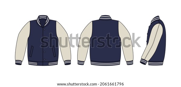 Varsity Jacket Baseball Jacket Template Illustrationfrontback Stock ...