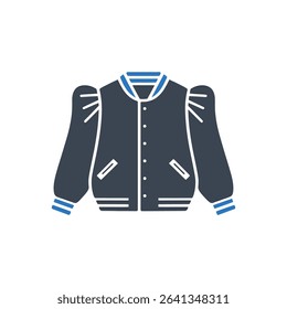 Varsity jacket with contrasting sleeves icon
