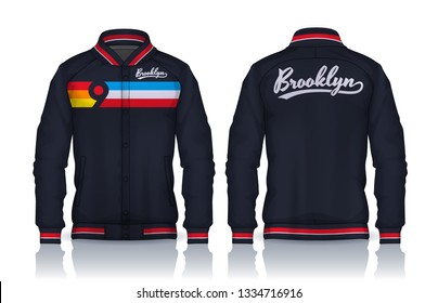 Varsity Jacket Design,Sportswear Track front and back view.