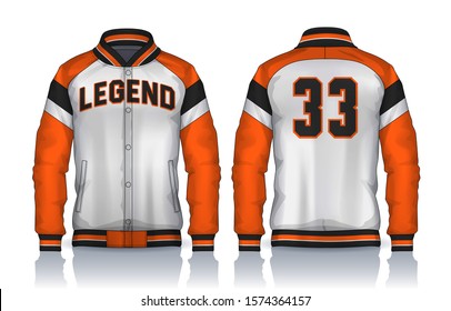 Varsity Jacket Design,Sportswear Track front and back view.