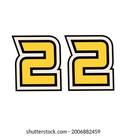 Varsity Jacket Embroidered Patches Black and Yellow Color, With Number 22
