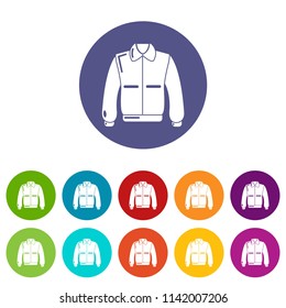 Varsity jacket icons color set vector for any web design on white background
