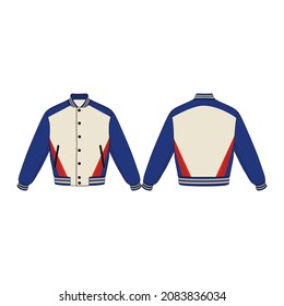 Varsity Jacket Minimalist and Modern Design Simple, Navy and White Color New Style Commercial Use Mockup Template