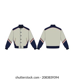 Varsity Jacket Minimalist and Modern Design Simple, Navy and White Color New Style Commercial Use Mockup Template