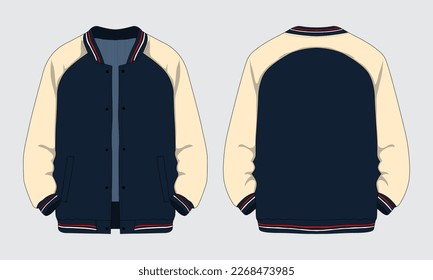 Varsity Jacket Mockup in Front and Back Views