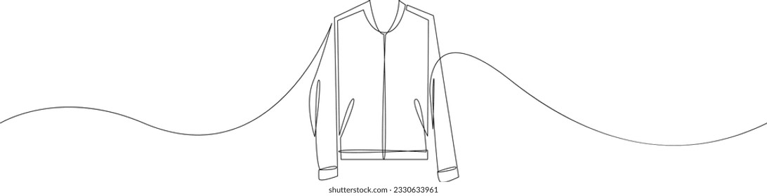 Varsity jacket one continuous line drawing. Minimalist single line doodle. Vector illustration.