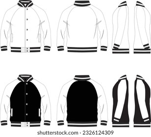 Varsity Jacket Raglan Sleeves Fashion Template