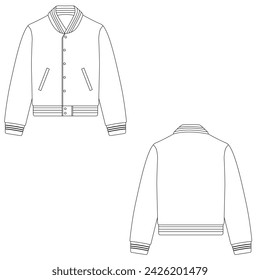 Varsity jacket template design. Blank varsity jacket mockup