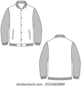 Varsity jacket vector illustration. Blank varsity jacket mockup	