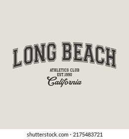 Varsity Long beach California slogan print in college style typography print design. Vector t-shirt graphic or other uses. - Shutterstock ID 2175483721
