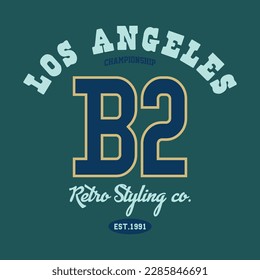 Varsity Los Angeles slogan print in college style typography print design. Vector t-shirt graphic or other uses.