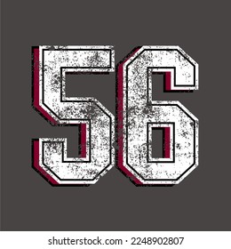 varsity number 56 with cracked style graphic For T Shirt Print and Other Uses