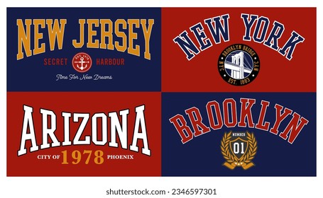 varsity slogan graphic set for t shirt