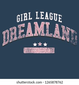 Varsity, slogan graphic for t-shirt, vector design. 