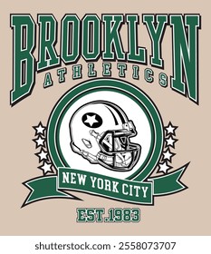 varsity slogan new york brooklyn athletics baseball helmet slogan vector illustration for t-shirt