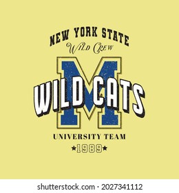 Varsity slogan print. College slogan typography print design. Vector t-shirt graphic or other uses.